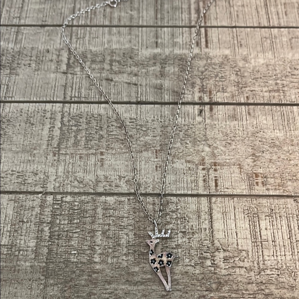 Elegant Silver Deer Pendant Necklace